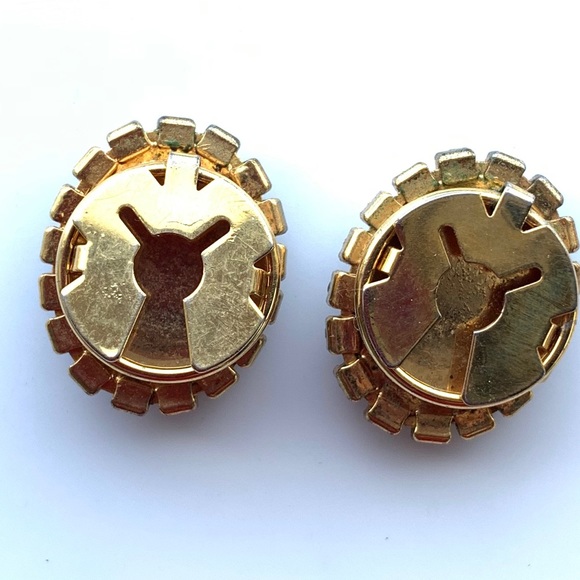 Vintage Button Covers Jewelry with Rhinestones - Picture 2 of 6